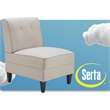 Serta Copenhagen Modern Accent Chair Button Tufted Backrest Woven Fabric Cream