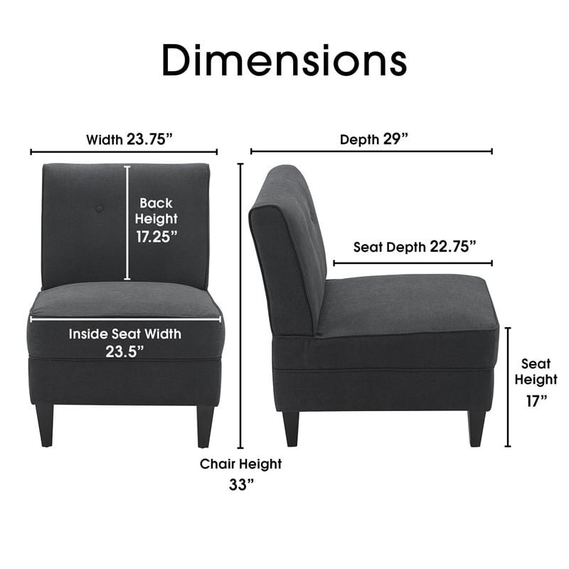 Serta Copenhagen Modern Accent Chair Button Tufted Backrest WovenFabric Charcoal