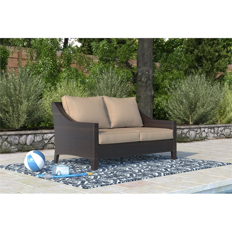 Serta Tahoe Outdoor Loveseat in Terra Brown Wicker
