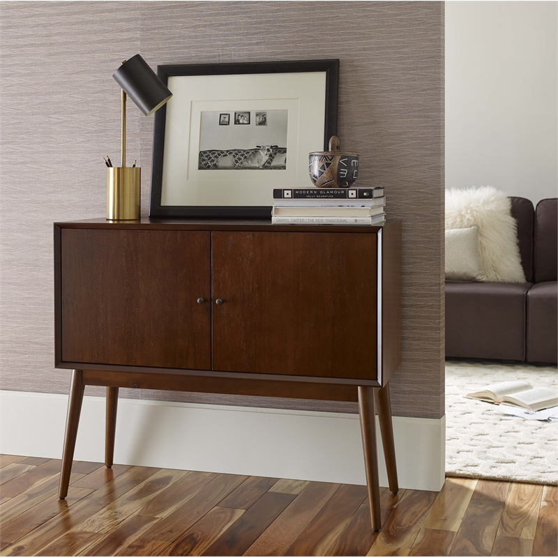 Adore Decor Brookline 2 Door Storage Cabinet Walnut Brown