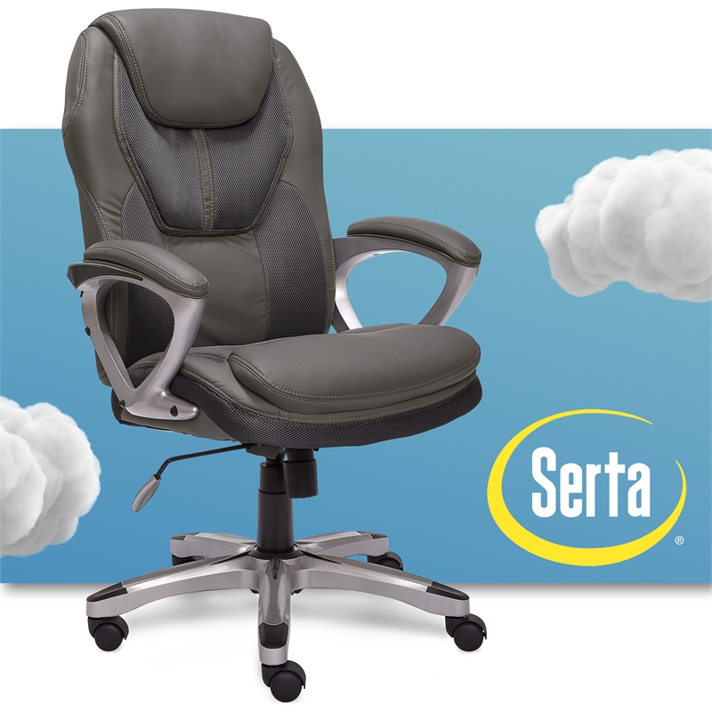 Serta Works Executive Office Chair In Mesh Light Gray CHR200047   1840304 16 L 