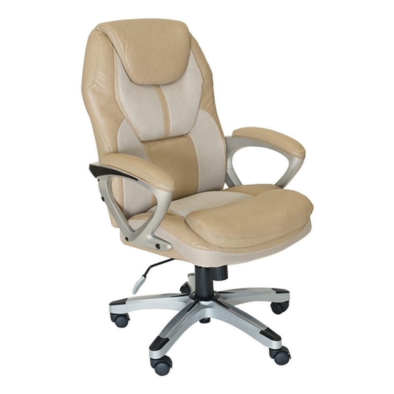 Serta Works Executive Office Chair In Mesh Two Tone Cream And Beige Serta Works Executive Office Chair In Mesh Two Tone Cream And Beige