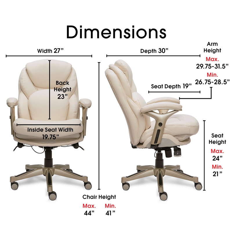 Serta Works Back in Motion Executive Office Chair in Inspired Ivory