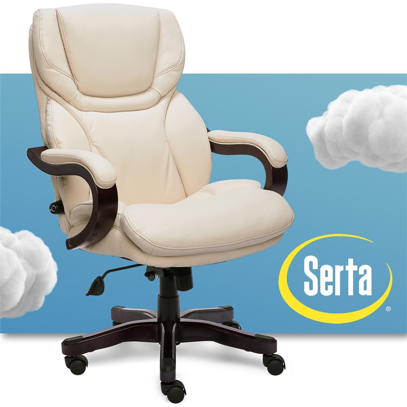 Serta Big And Tall Executive Office Chair In Ivory Bonded Leather Chr200059