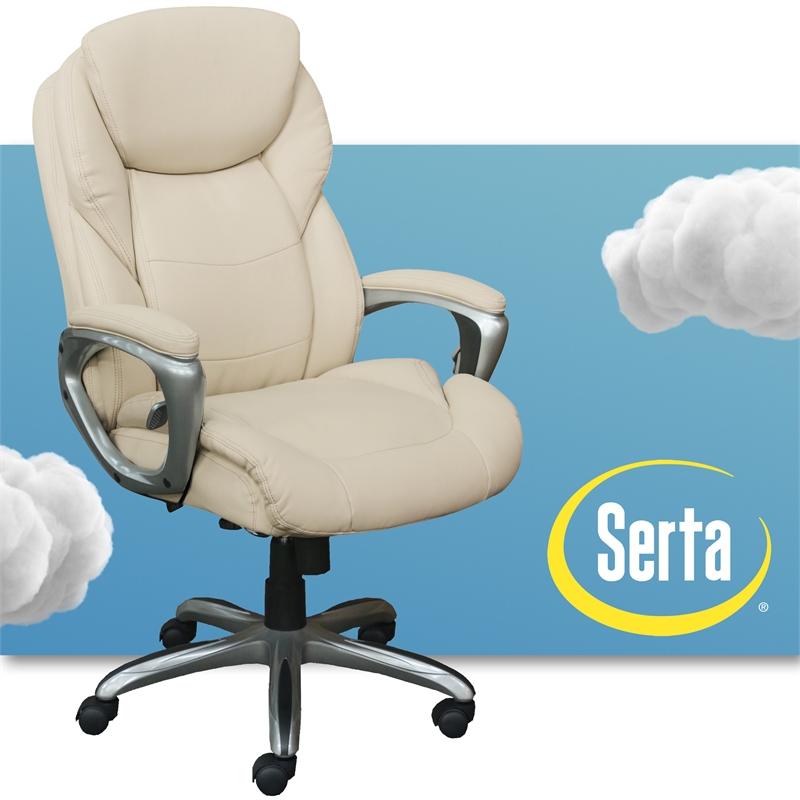 Serta Works Executive Office Chair with Active Lumbar Support Ivory