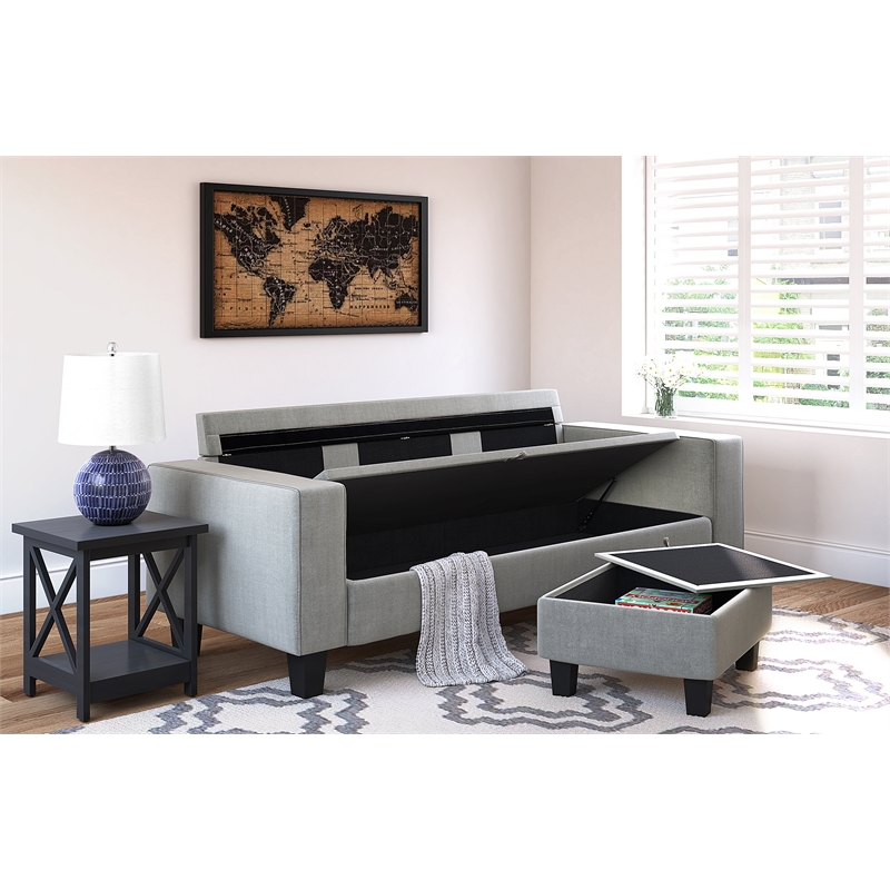 Serta Palisades 86 Reversible Small Space Sectional with Storage Soft Gray