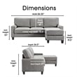 Serta Palisades 86 Reversible Small Space Sectional with Storage Soft Gray