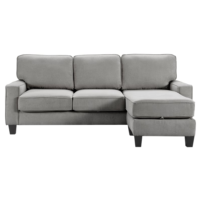 Serta Palisades 86 Reversible Small Space Sectional with Storage Soft Gray