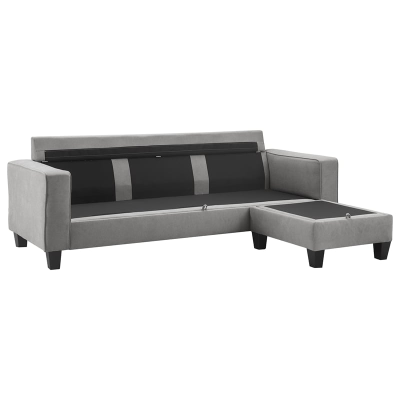 Serta Palisades 86 Reversible Small Space Sectional with Storage Soft Gray