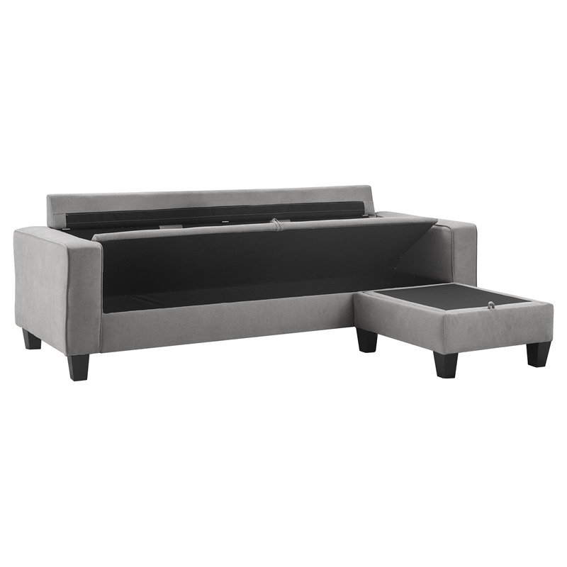 Serta Palisades 86 Reversible Small Space Sectional with Storage Soft Gray