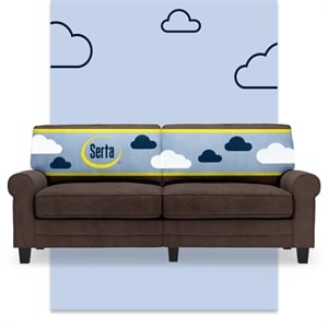 Serta Copenhagen 78&quot Rolled Arm Sofa with Removable Covers Dark Brown