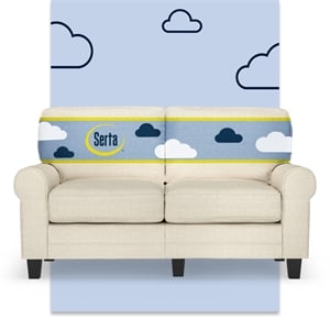 Serta Copenhagen 61&quot Rolled Arm Loveseat Sofa with Removable Covers Buttercream