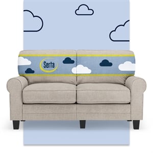Serta Copenhagen 61&quot Rolled Arm Loveseat Sofa with Removable Covers Light Gray