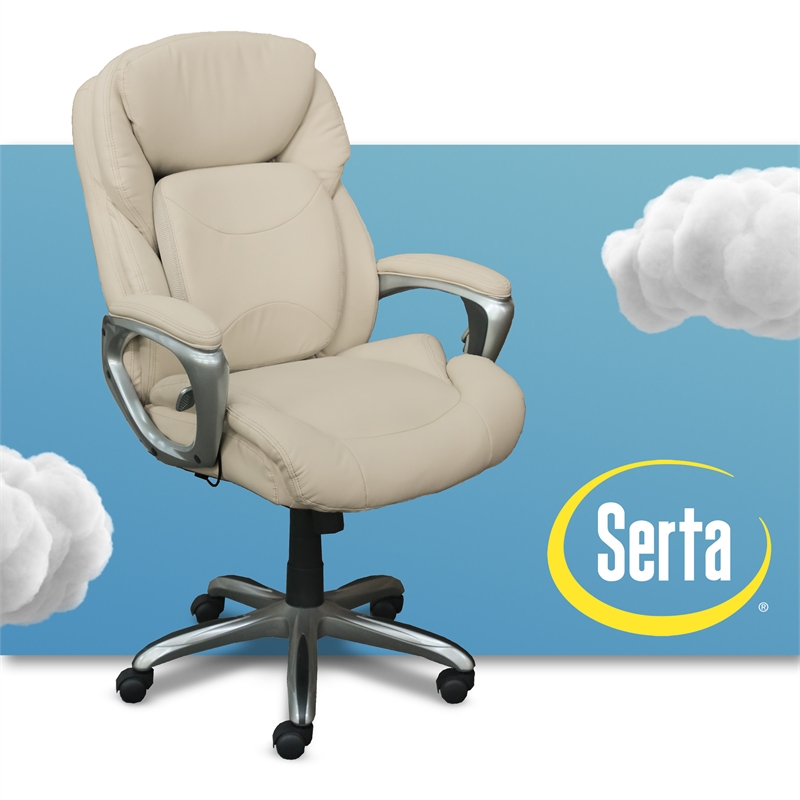 Serta Works My Fit Executive Office Chair Ivory White   1906675 4 L 