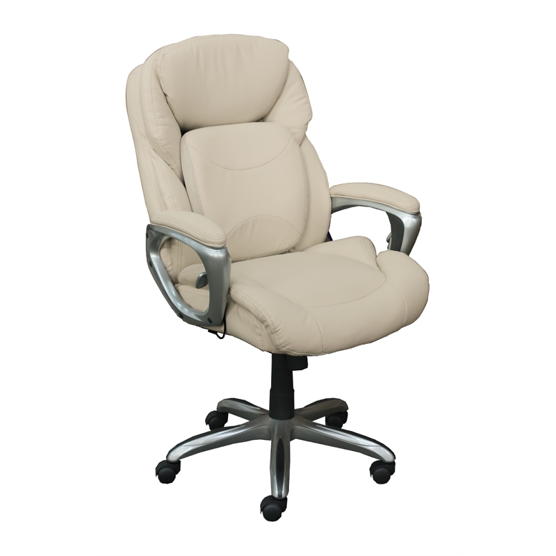 Serta Works My Fit Executive Office Chair Ivory White