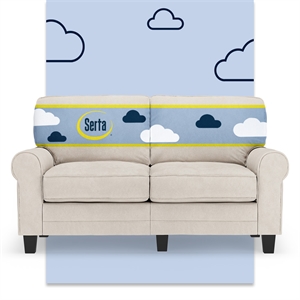 Serta Copenhagen 61&quot Rolled Arm Loveseat Sofa with Removable Covers Cream White