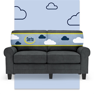Serta Copenhagen 61&quot Rolled Arm Loveseat Sofa with Removable Covers Charcoal