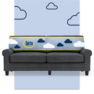 Serta Copenhagen 78&quot Rolled Arm Sofa with Removable Covers Charcoal