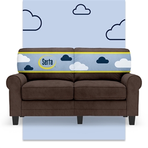 Serta Copenhagen 61&quot Rolled Arm Loveseat Sofa with Removable Covers Dark Brown