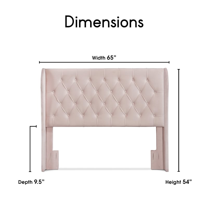 Serta at Home Lillian August Harlow Queen Size Headboard in Blush Pink