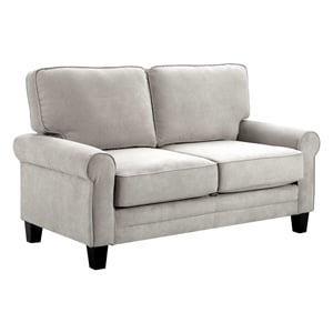 Serta Copenhagen 61&quot Round Arm Fabric Loveseat with Storage Light Gray