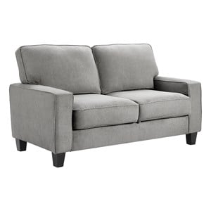 Serta Palisades 61&quot Track Arm Fabric Loveseat with Storage Soft Gray