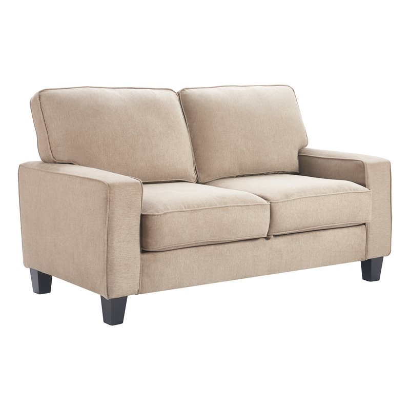 Serta Palisades 61 Track Arm Fabric Loveseat With Storage Soft Beige Uph20133e