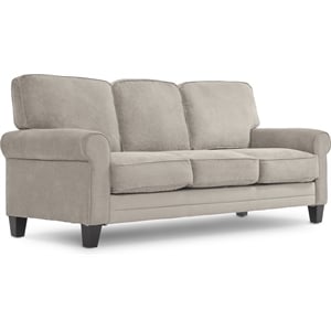 Serta Copenhagen 77&quot Round Arm Fabric Sofa with Storage Light Gray