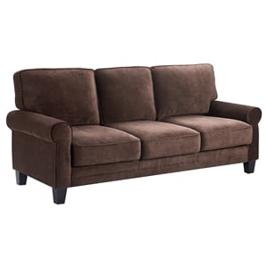 Serta Copenhagen 80&quot Round Arm Fabric Sofa with Storage Dark Brown