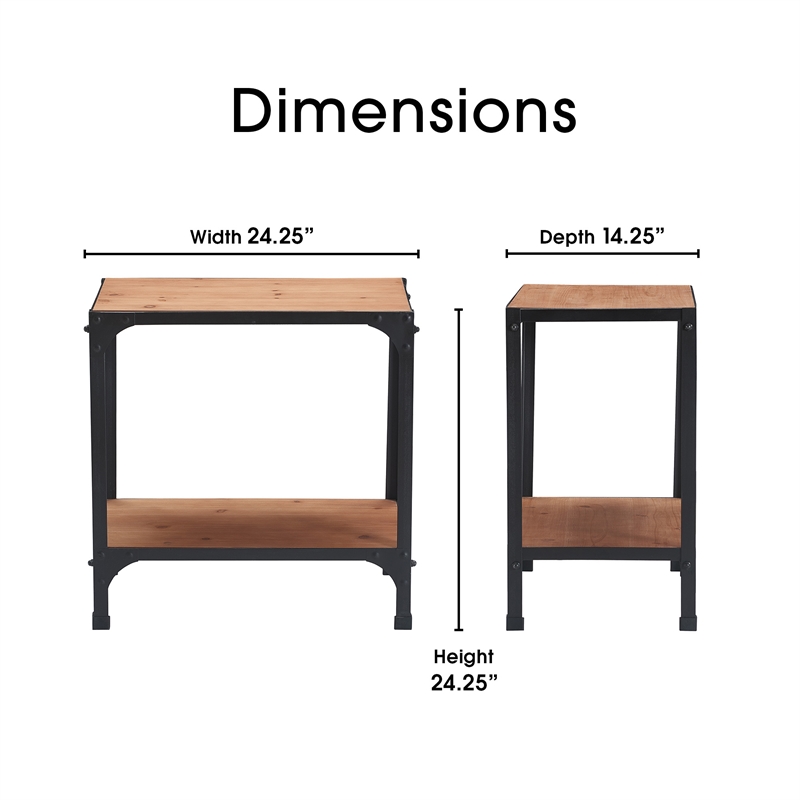 Serta Overland Side Table Wood and Black Metal