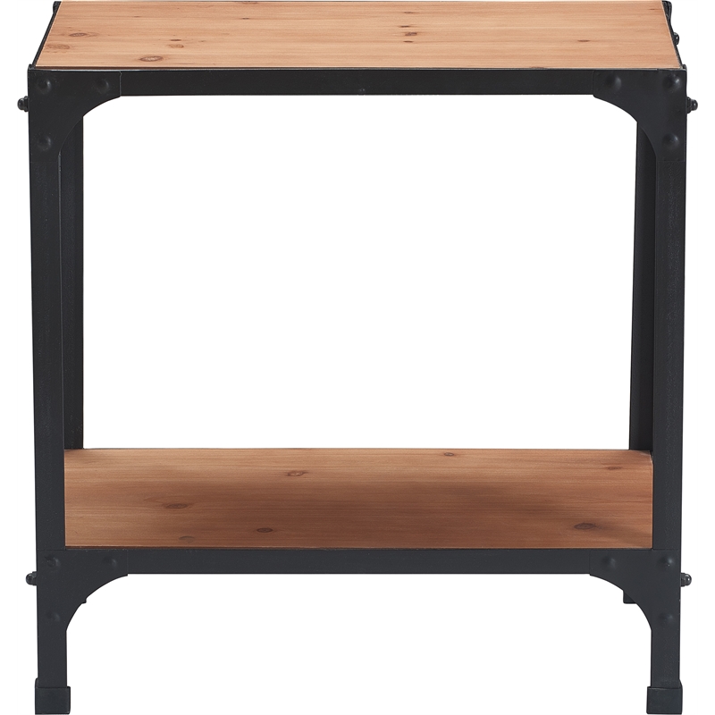 Serta Overland Side Table Wood and Black Metal
