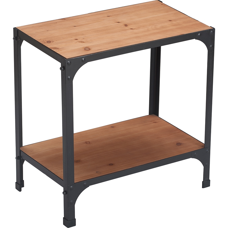 Serta Overland Side Table Wood and Black Metal