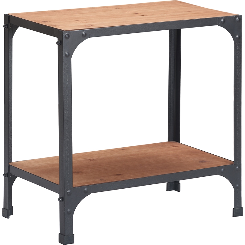 Serta Overland Side Table Wood and Black Metal
