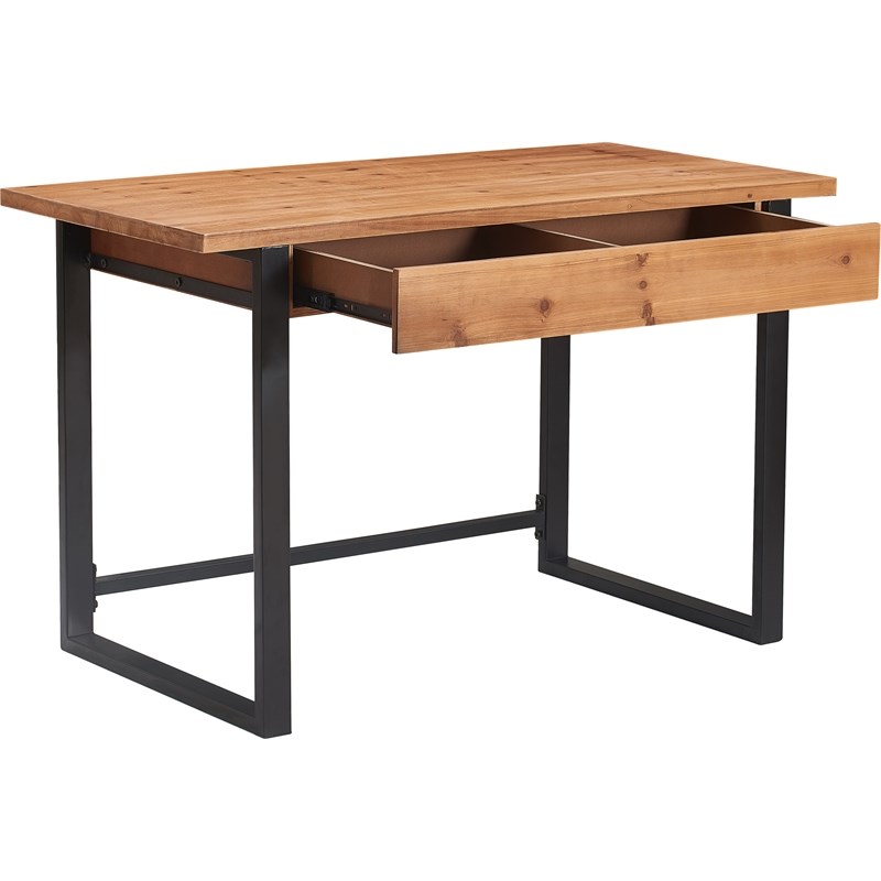 Serta Leighton Writing Desk Wood and Black Metal