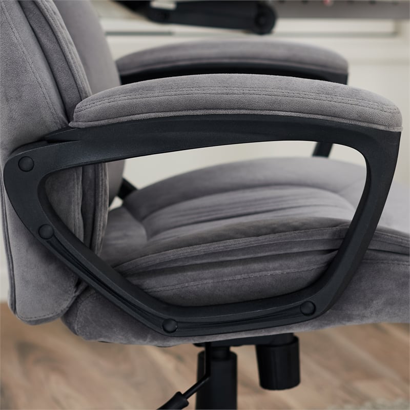 Serta Executive Office Chair In Velvet Gray Microfiber Black Base