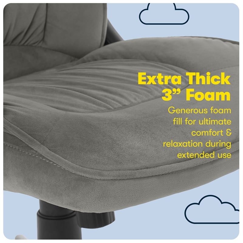 Serta Hannah Upholstered Modern Velvet Microfiber Office Chair in Gray