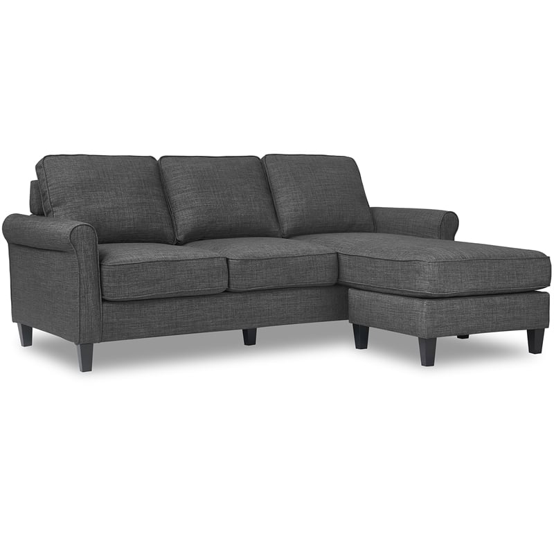 Serta Harmon Roll Arm Sectional Dark Gray