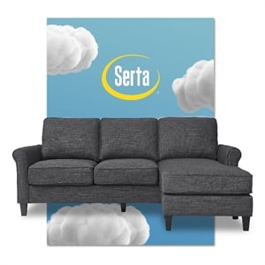 Serta Harmon Roll Arm Sectional Dark Gray