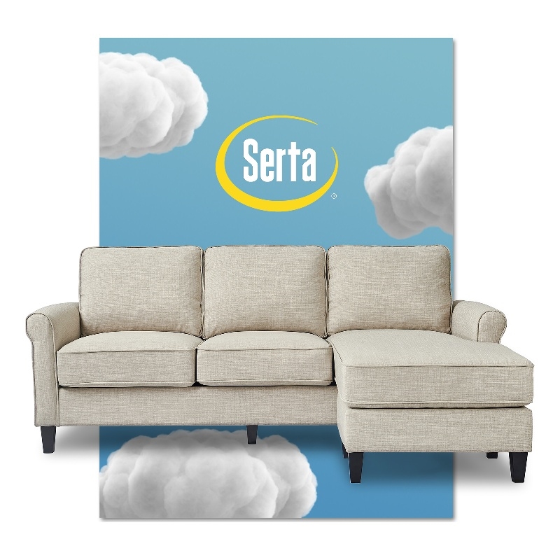 Serta Harmon Roll Arm Sectional Light Gray