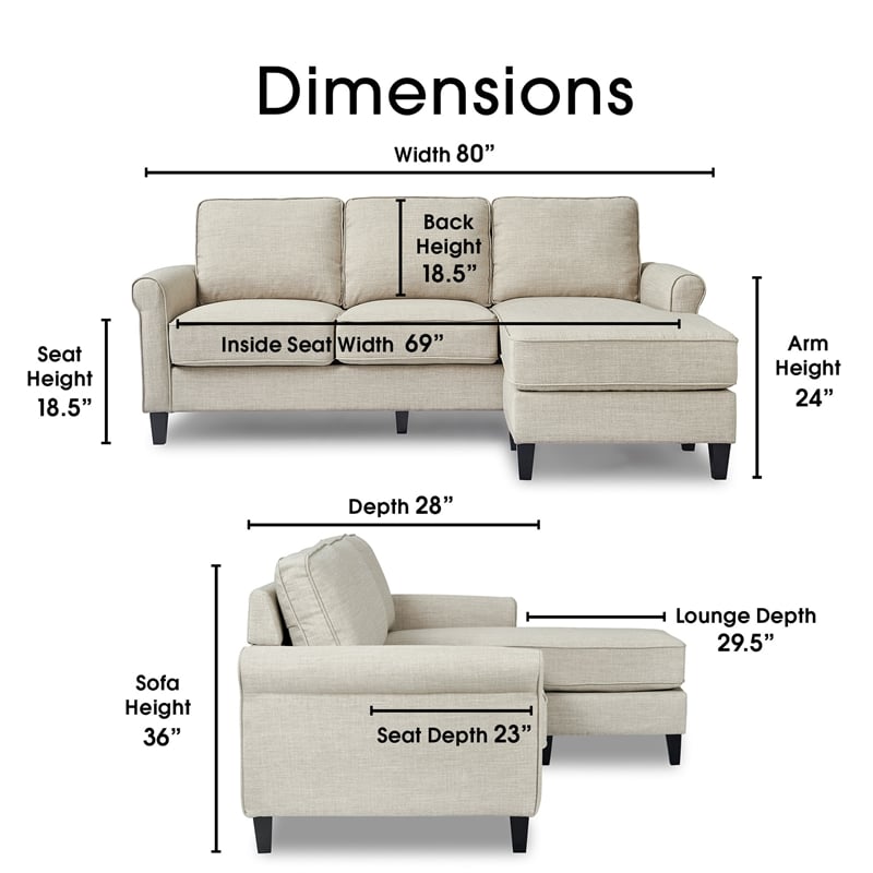 Serta Harmon Roll Arm Sectional Light Gray