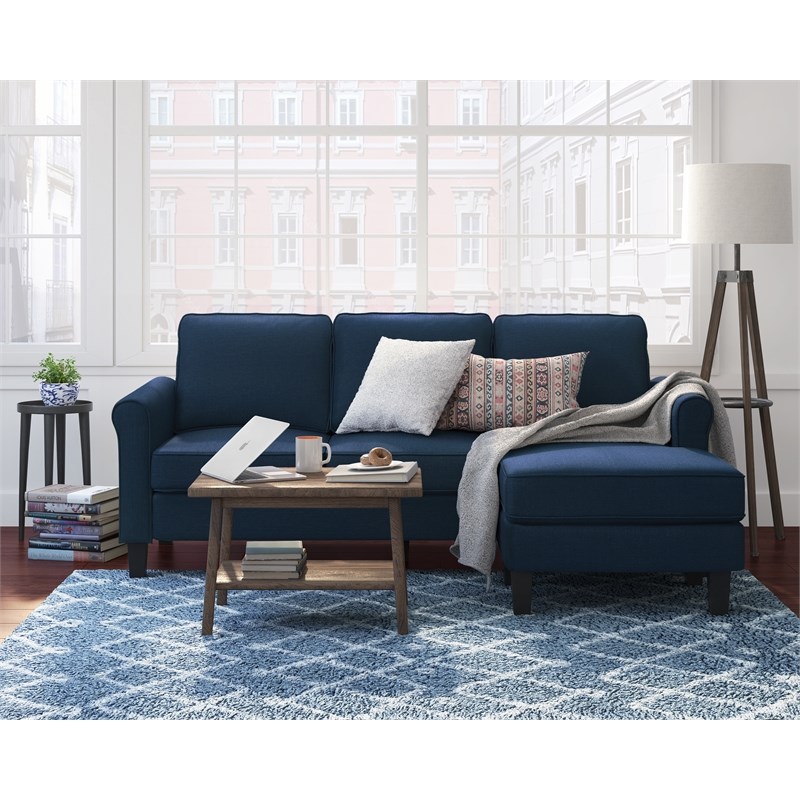 Serta Harmon Roll Arm Sectional Navy Blue