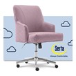 Serta Leighton Home Office Desk Chair Chrome Nailheads Twill Fabric Lilac Purple