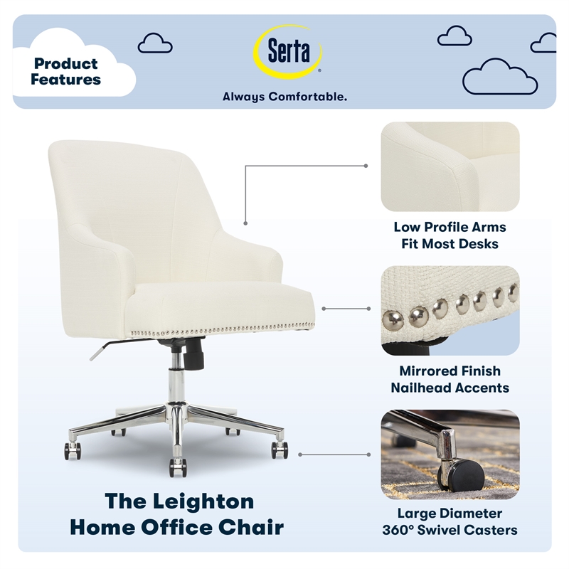 Serta Style Leighton Home Office Chair Graphite Twill