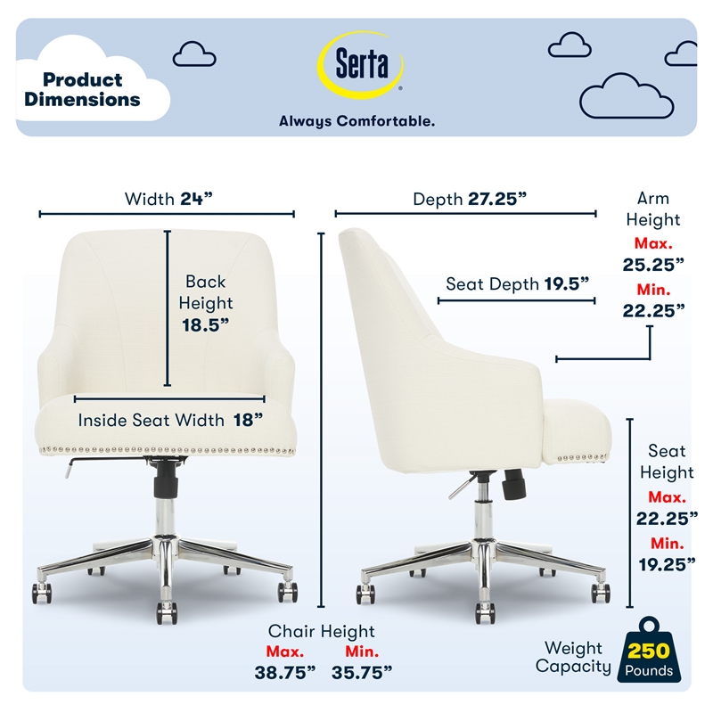 Serta Style Leighton Home Office Chair Graphite Twill