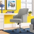 Serta Leighton Home Office Desk Chair Chrome Nailheads Twill Fabric Medium Gray