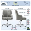 Serta Leighton Home Office Desk Chair Chrome Nailheads Twill Fabric Medium Gray