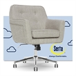 Serta Ashland Home Office Desk Chair Memory Foam Cushion Light Gray Twill Fabric