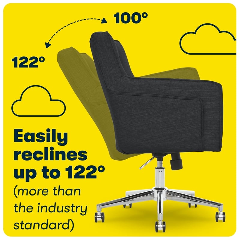 Serta Ashland Home Office Desk Chair Memory Foam Cushion Charcoal Twill Fabric