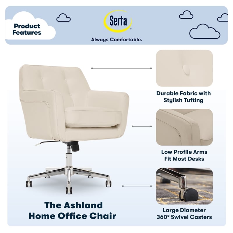 Serta Ashland Fabric & Memory Foam Home Office Chair Lure Light Gray  CHR100004 - Best Buy