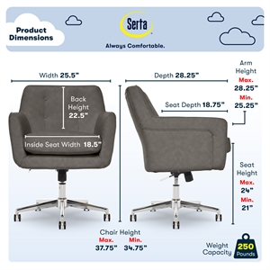 serta ashland home office chair gray bonded leather